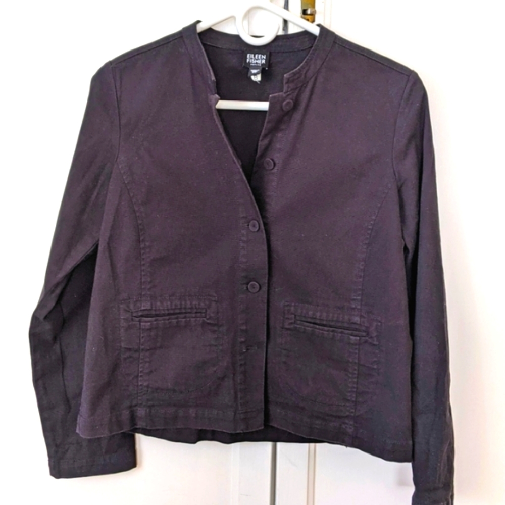 Eileen Fisher black cotton jacket